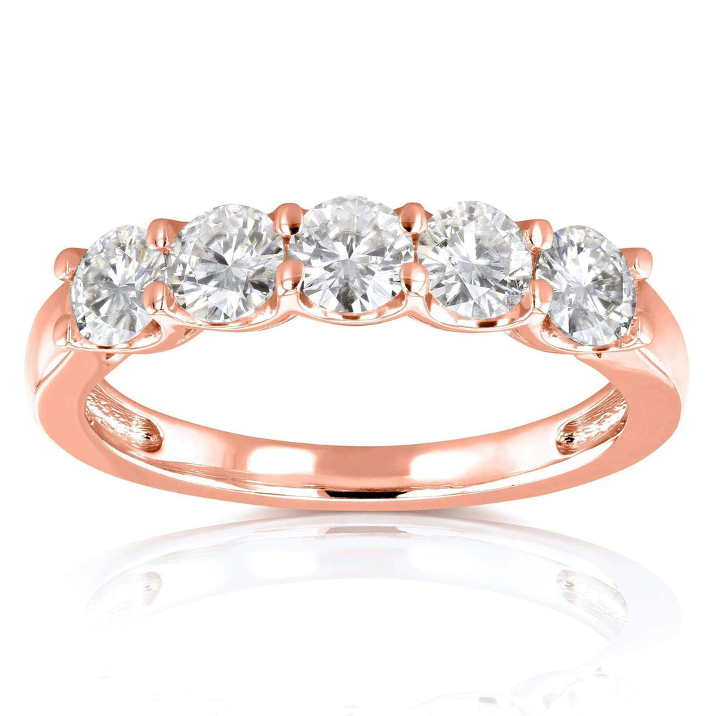 4/5 Carat Round Brilliant Moissanite Wedding Band in 14K Yellow Gold X8402