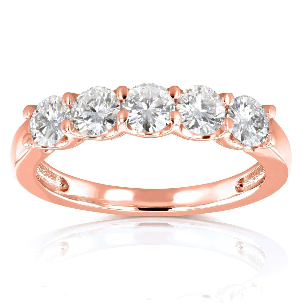 4/5 Carat Round Brilliant Moissanite Wedding Band in 14K Yellow Gold X8402