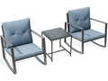 3-Piece Bistro Outdoor Cafe Furniture Set with Glass Table Grey U606365