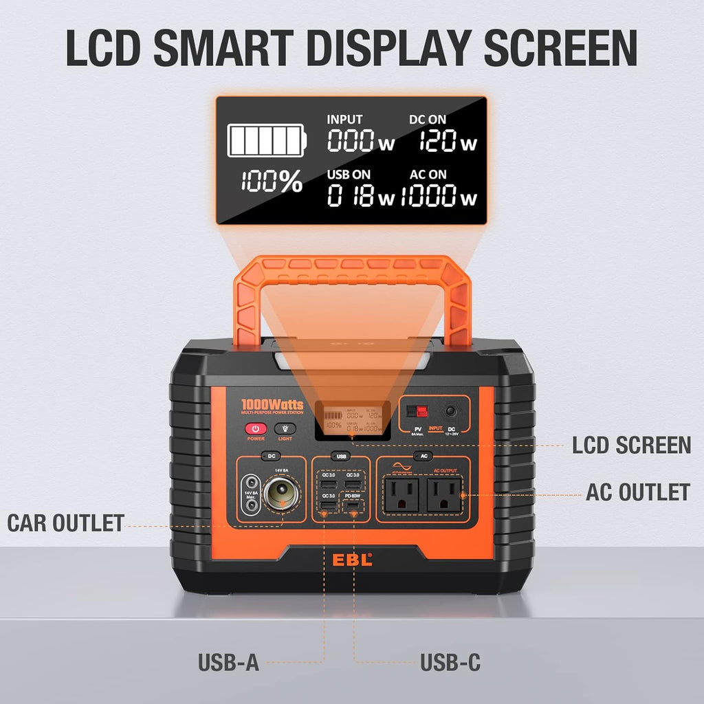 Portable Power Station 1000W 999Wh Solar Generator T7032