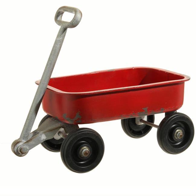 Rustic Red Iron Wagon Decoration X45649