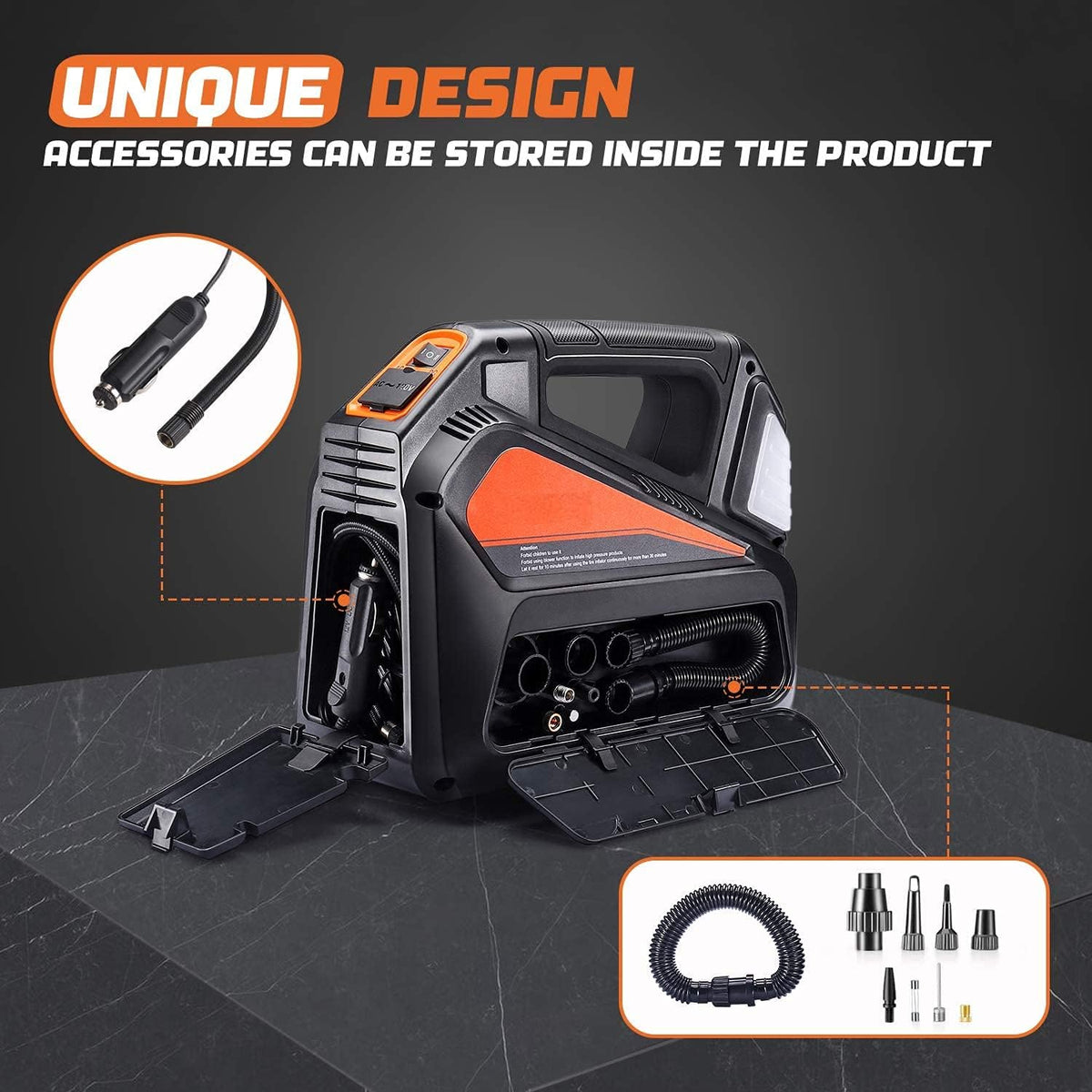Portable Air Compressor Tire Inflator with Pressure Gauge Q213