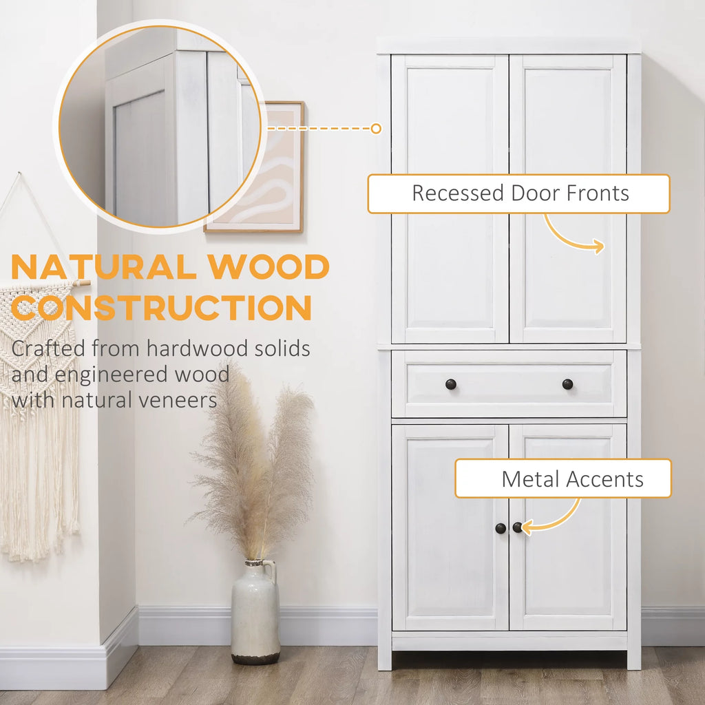 White Pinewood Kitchen Pantry Storage Cabinet Y7558