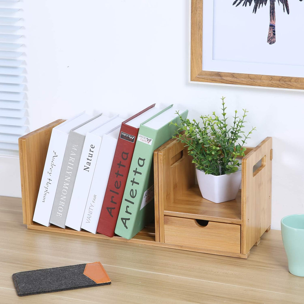 Bamboo Desktop Bookshelf with 3 Drawers A208