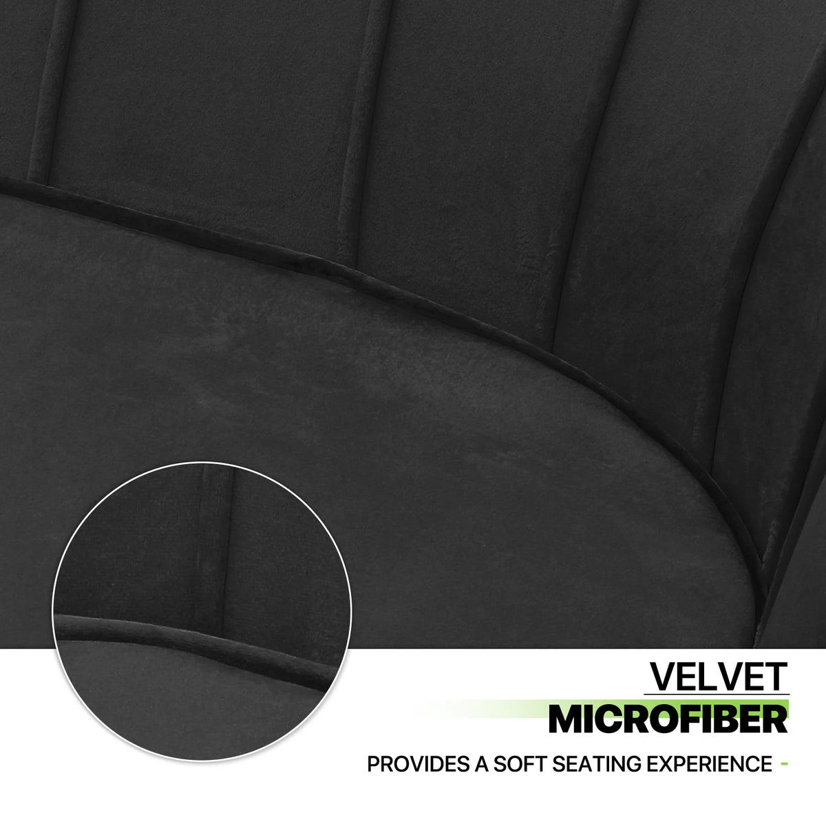 Black Tufted Velvet Loveseat with Pillows V7388