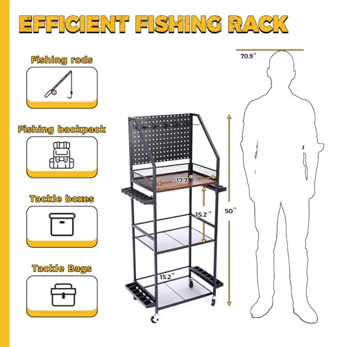 Fishing Rod Holders with Pegboard and Wheels M8050