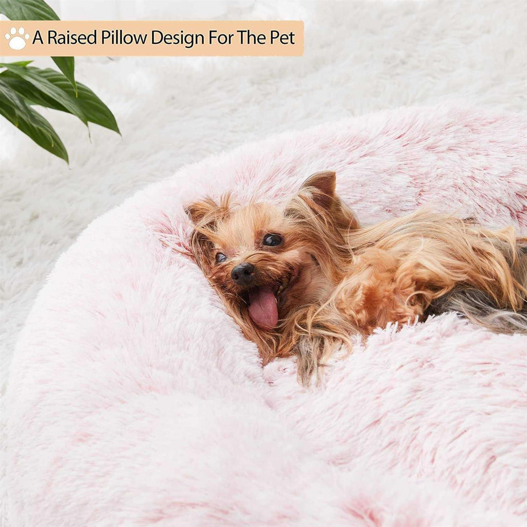 Small Dog Bed Donut Faux Fur Anti-Anxiety E492