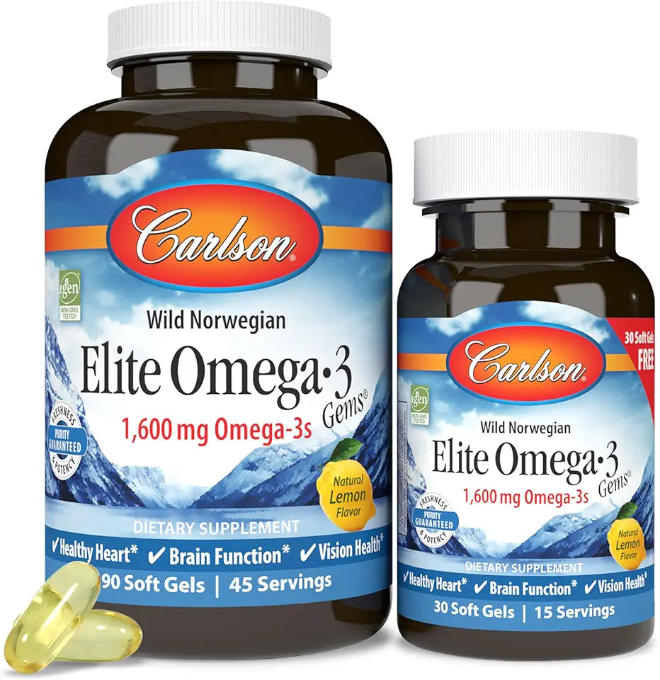 Omega 3 Fish Oil Capsules 1600 mg EPA & DHA 90+30 Softgels E661751