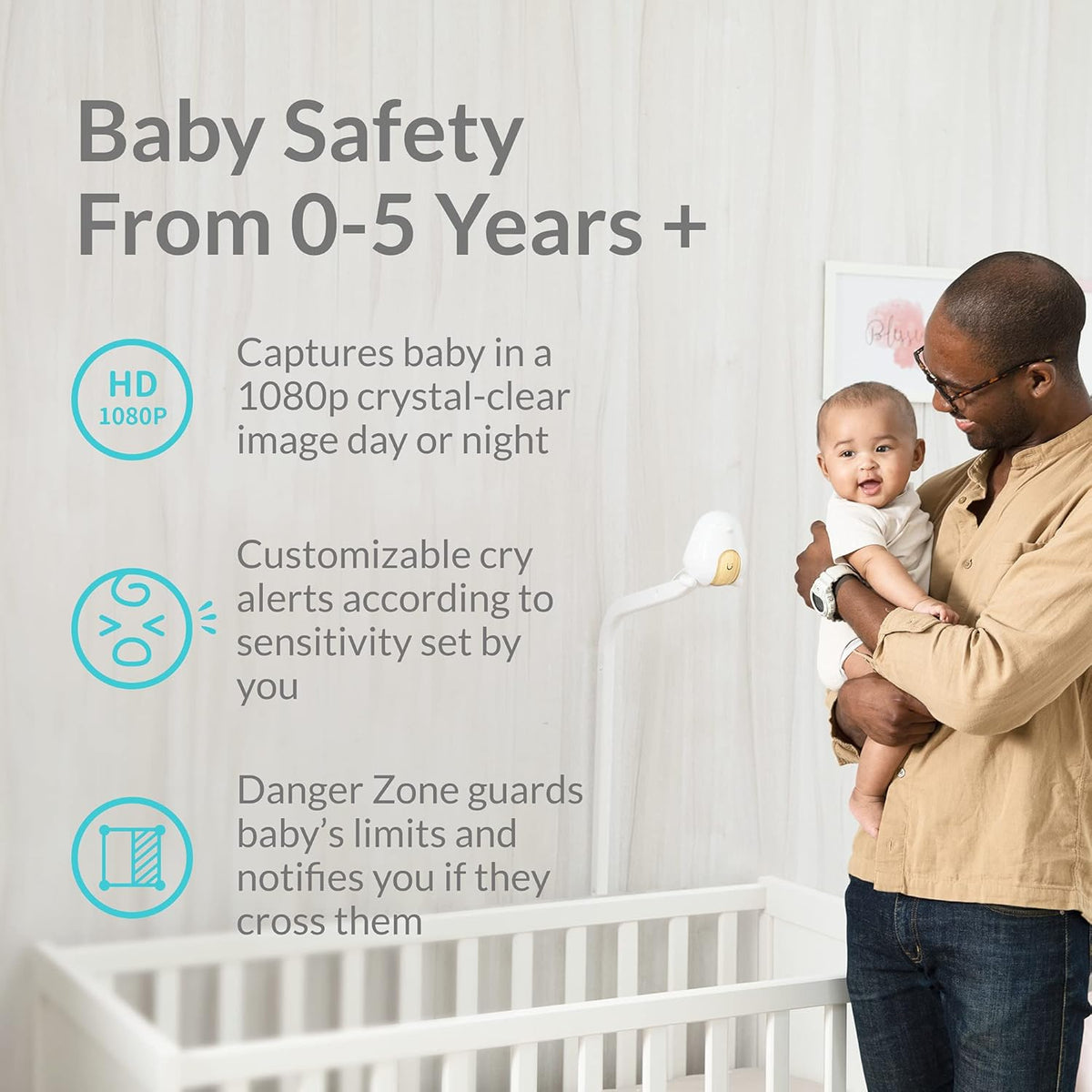 Smart Baby Monitor and 3-Stand Set 1080p HD Night Vision Two-Way Audio U979