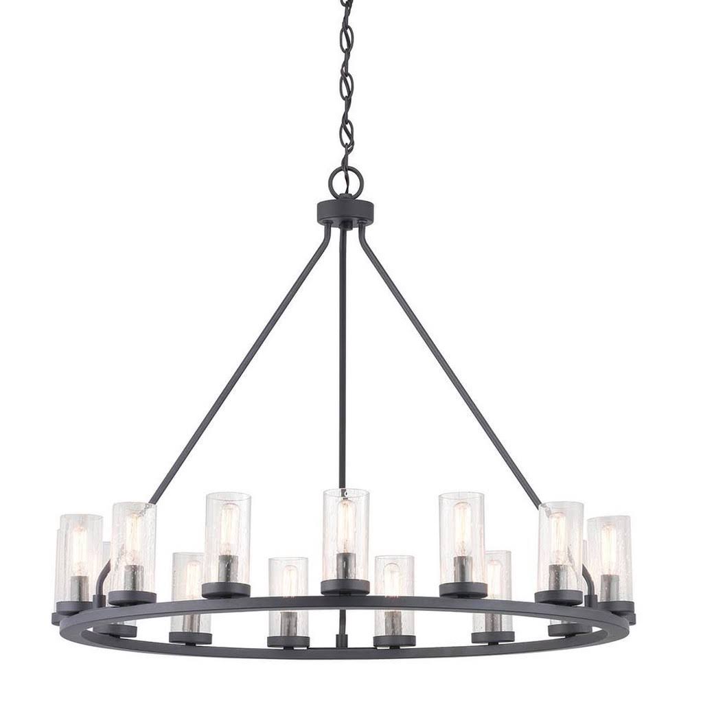 15-Light Graphite Chandelier with Clear Seeded Glass J55505