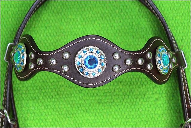 American Leather Turquoise Western Headstall Horse Bridle M958365