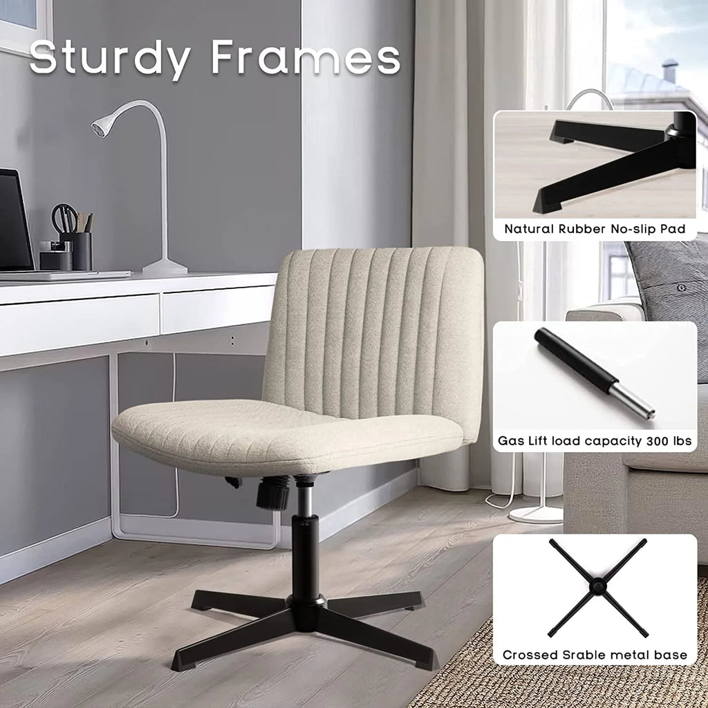 Armless Fabric Padded Swivel Office Chair Q520892