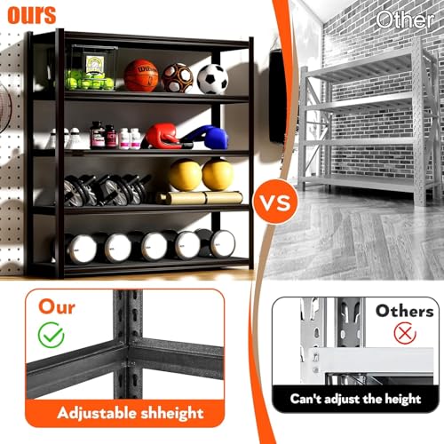 72" H 5 Tier Metal Shelving 2000LBS Black G305