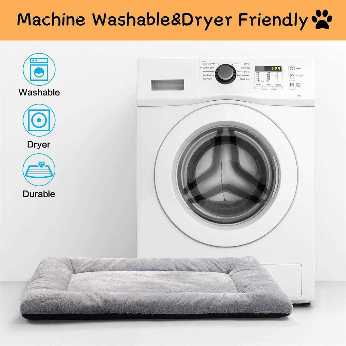 Dog Crate Bed Washable Anti-Slip Kennel Pad E485436