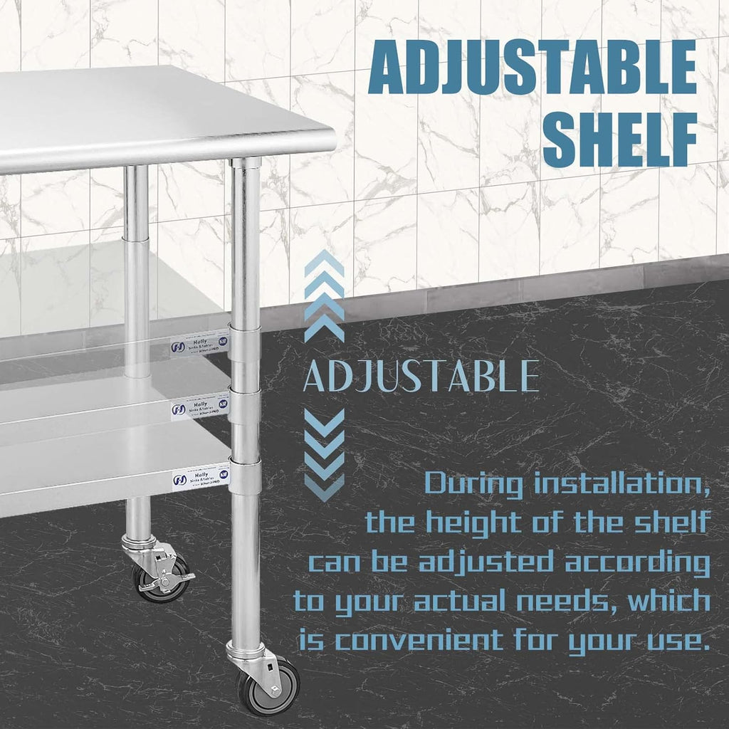 Stainless Steel Table 30 x 60 Inches with Caster Wheels H4661
