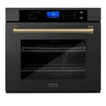 30 In. Single Wall Oven with Self Clean and True Convection in Black Stainless Steel and Champagne Bronze Y1414