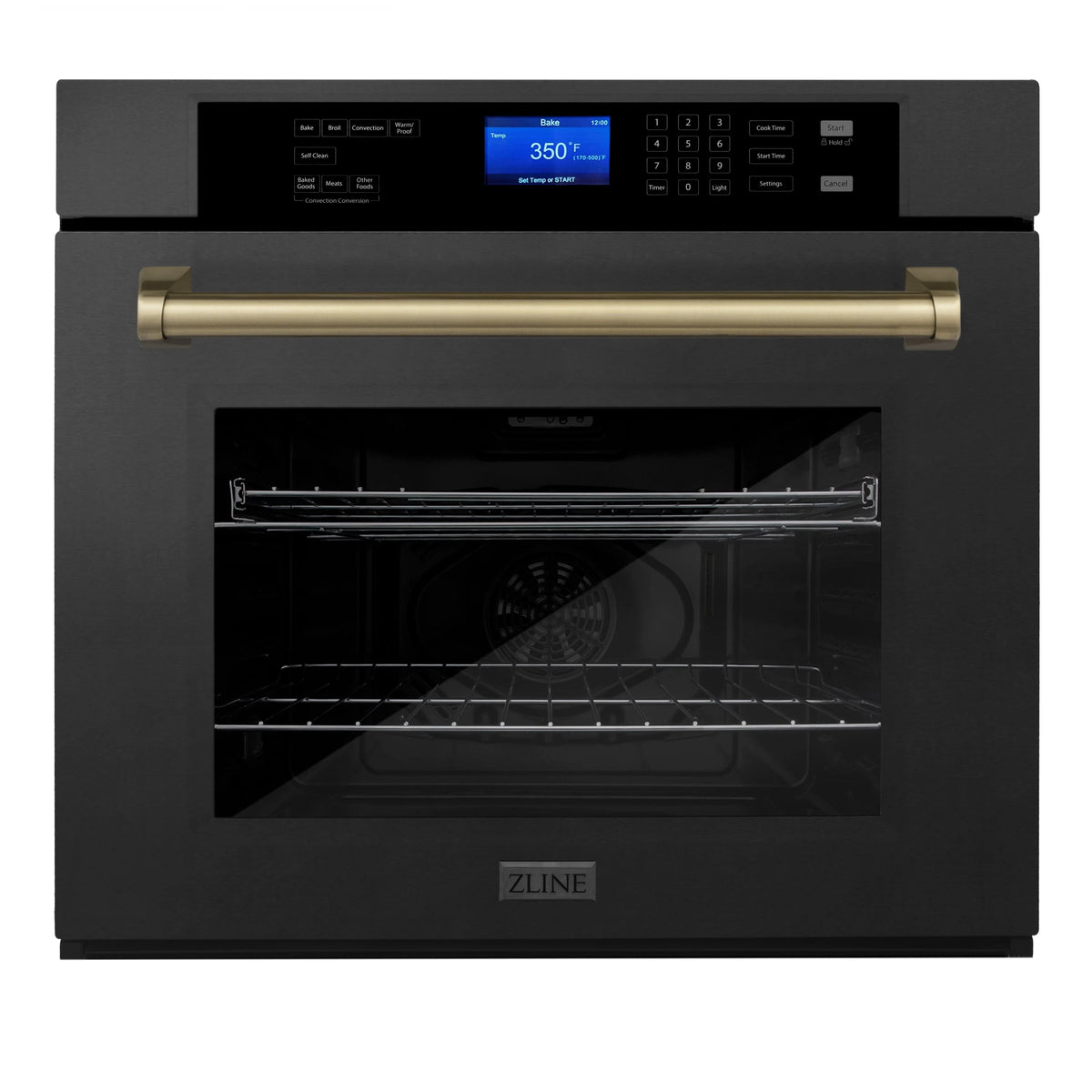 30 In. Single Wall Oven with Self Clean and True Convection in Black Stainless Steel and Champagne Bronze Y1414