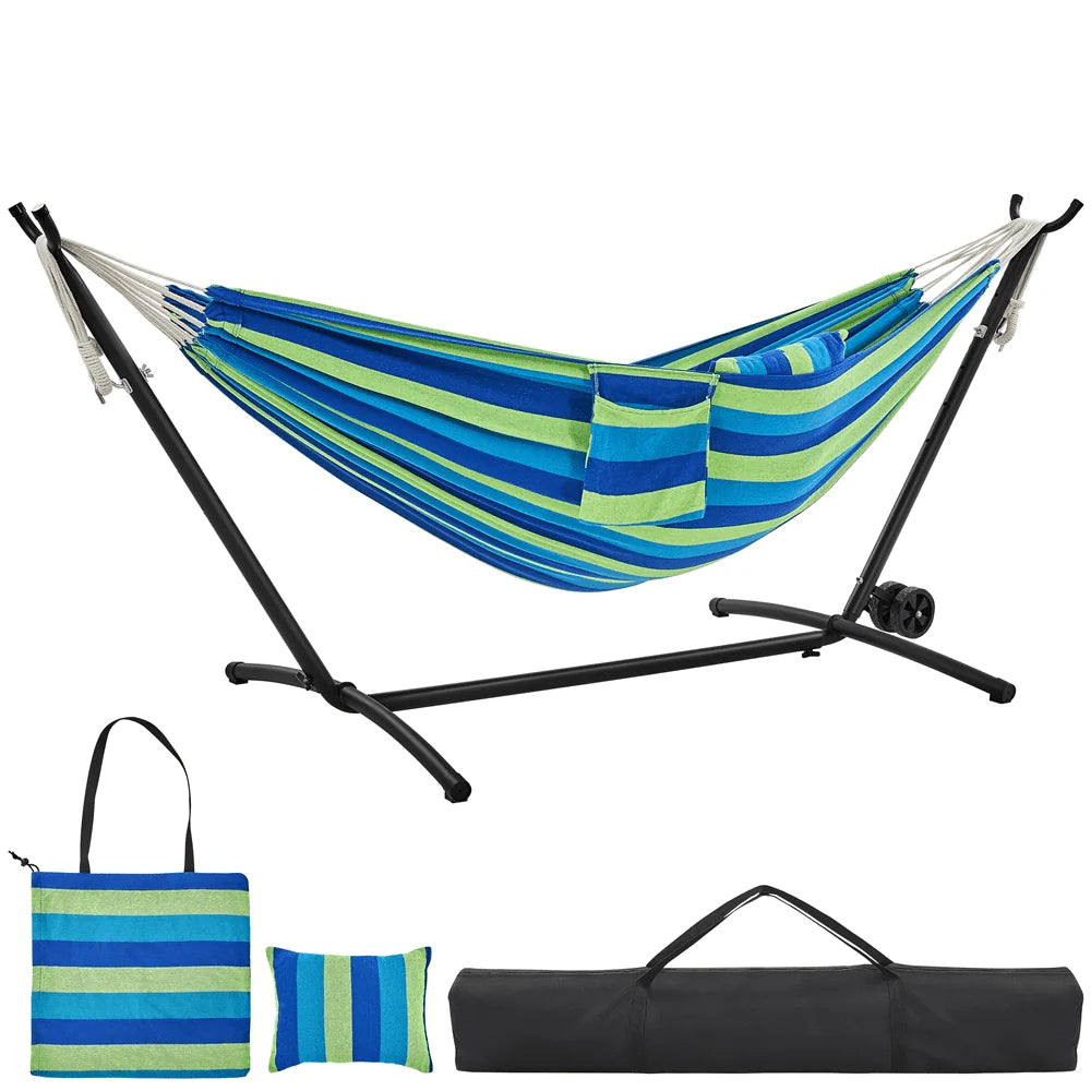 2-people Outdoor Hammock with Wheeled Stand Z75623