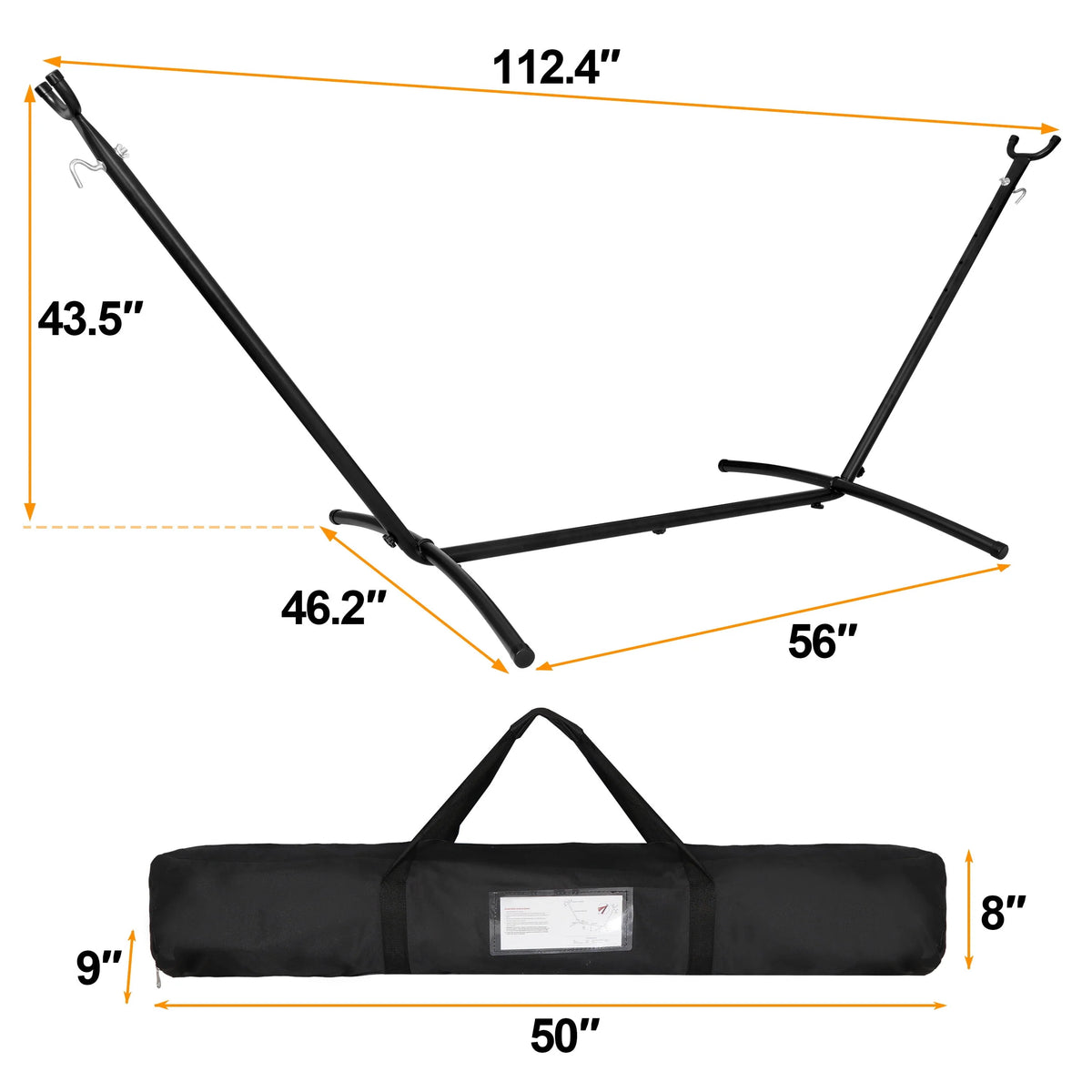 Portable Double Outdoor Hammock with 9FT Stand Set, Carry Case, Brown R1265