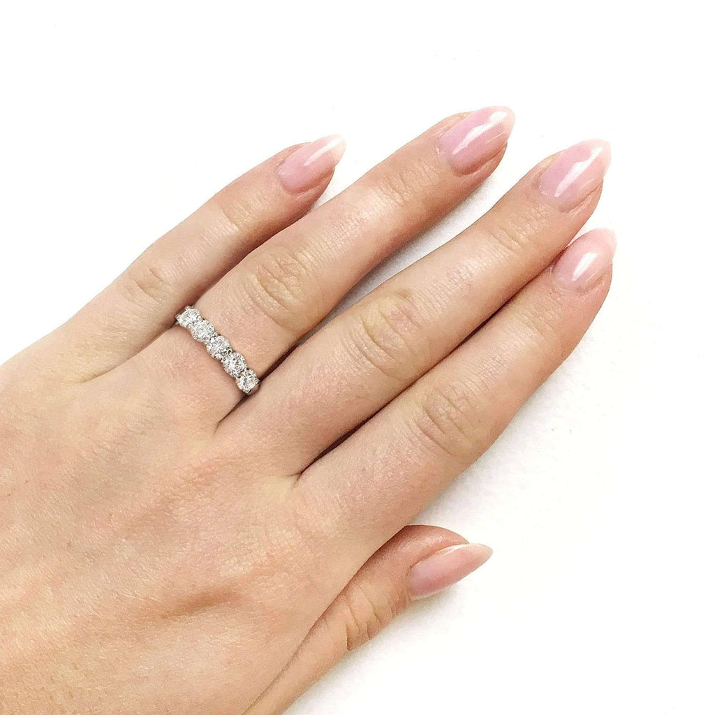 4/5 Carat Round Brilliant Moissanite Wedding Band in 14K Yellow Gold X8402