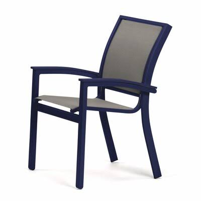 Stacking Patio Dining Armchair Textured Silver Alloy P99037