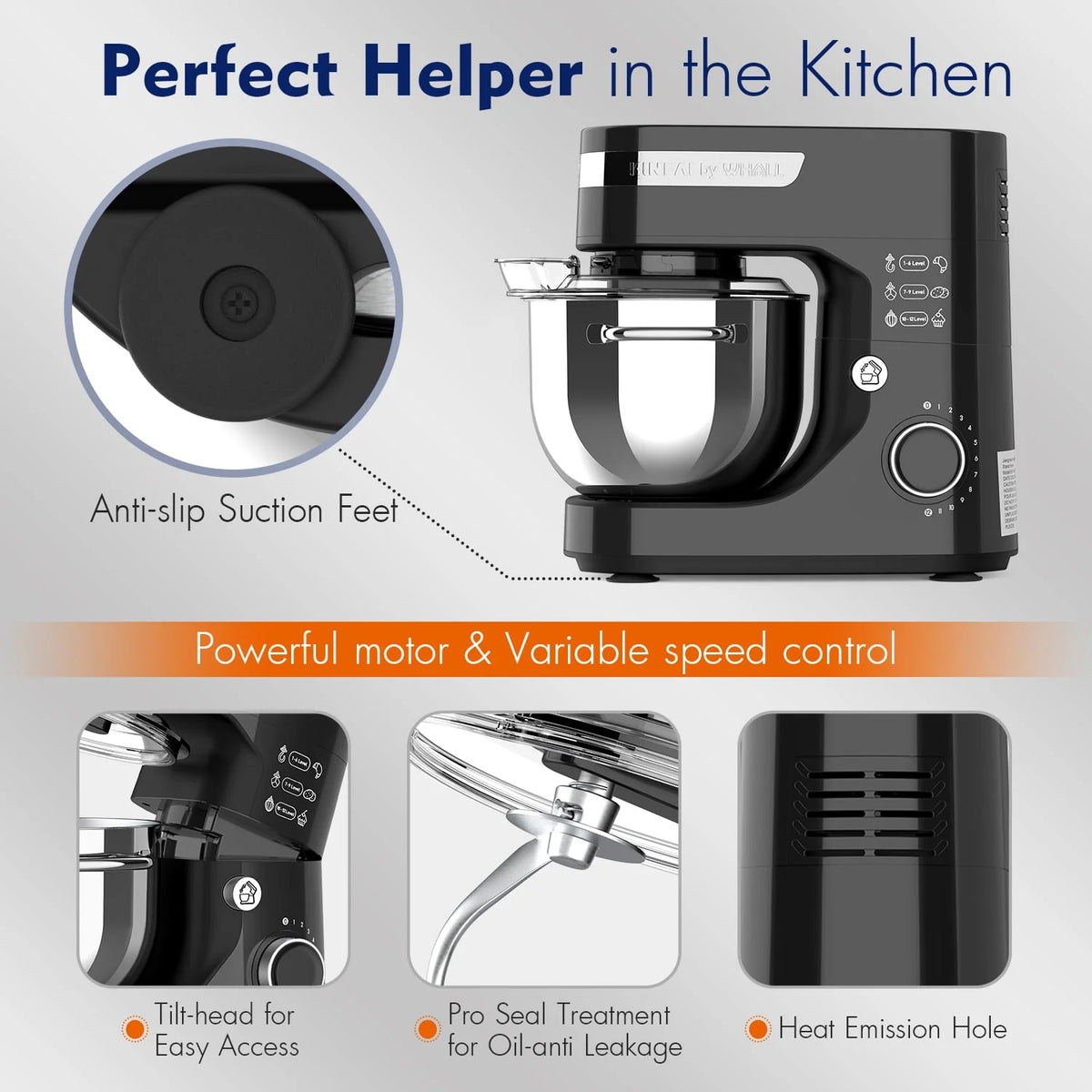 5.5Qt 12-Speed Tilt-Head Electric Stand Mixer with Stainless Steel Bowl H7159