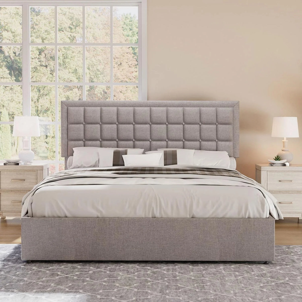 King Size Lift Up Storage Upholstered Platform Bed Frame K744146