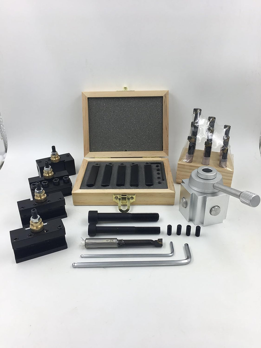 Quick Change Tool Post Holder Set with Boring Bar and Carbide Inserts B68229