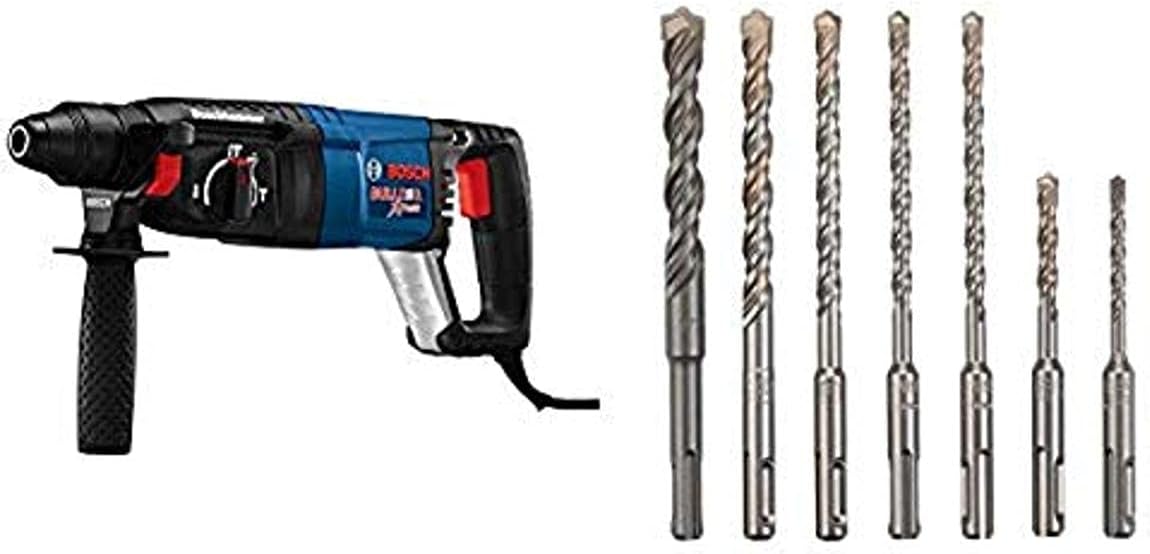 8 Amp 1 Inch Corded Variable Speed SDS-Plus Rotary Hammer Power Drill with Carrying Case E58818