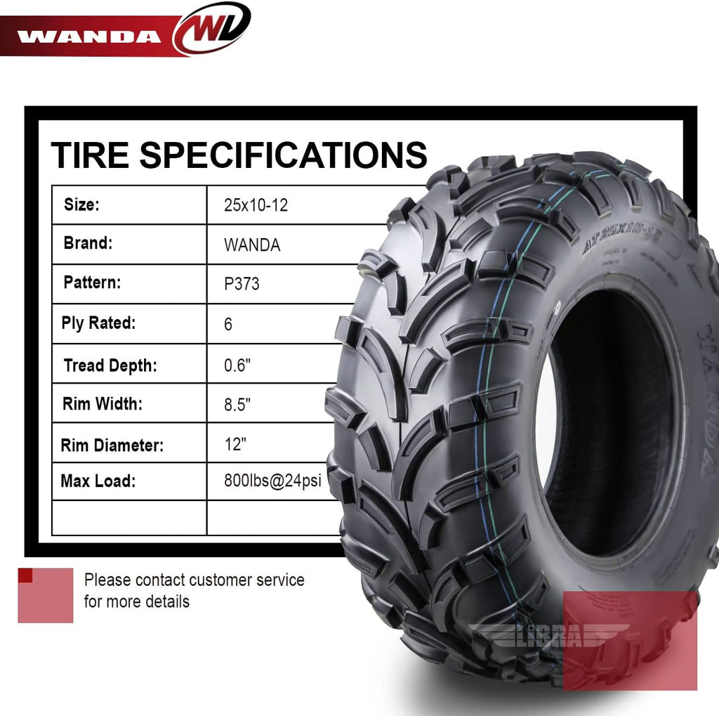 Set of 4 ATV UTV Tires 25x10-12 6PR G34487