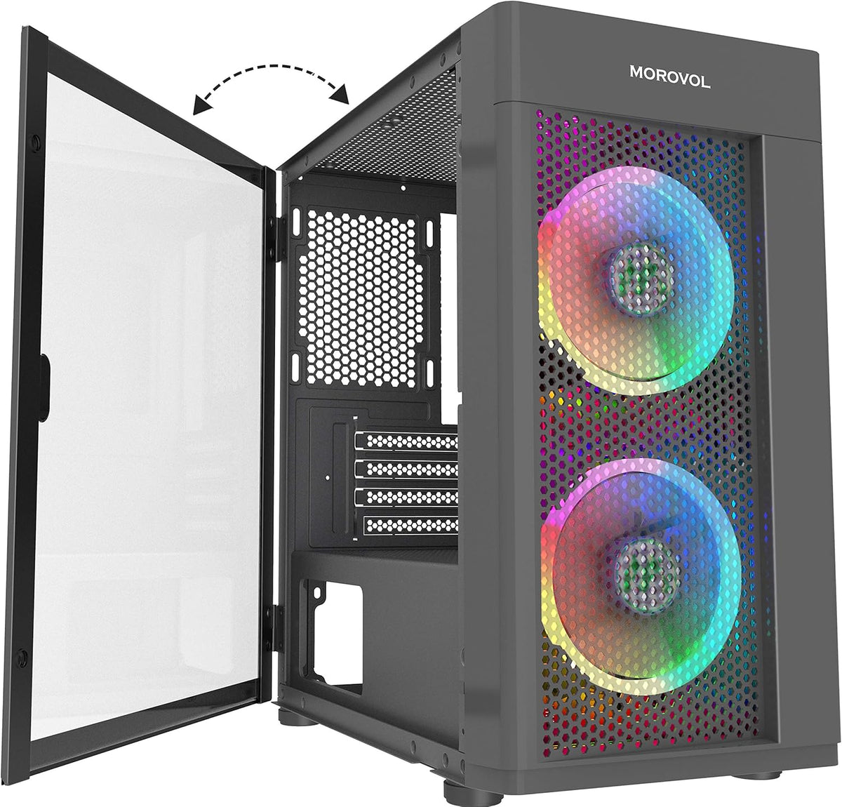 Micro-ATX Tower Computer Case with 2pcs 120MM ARGB Fans A302