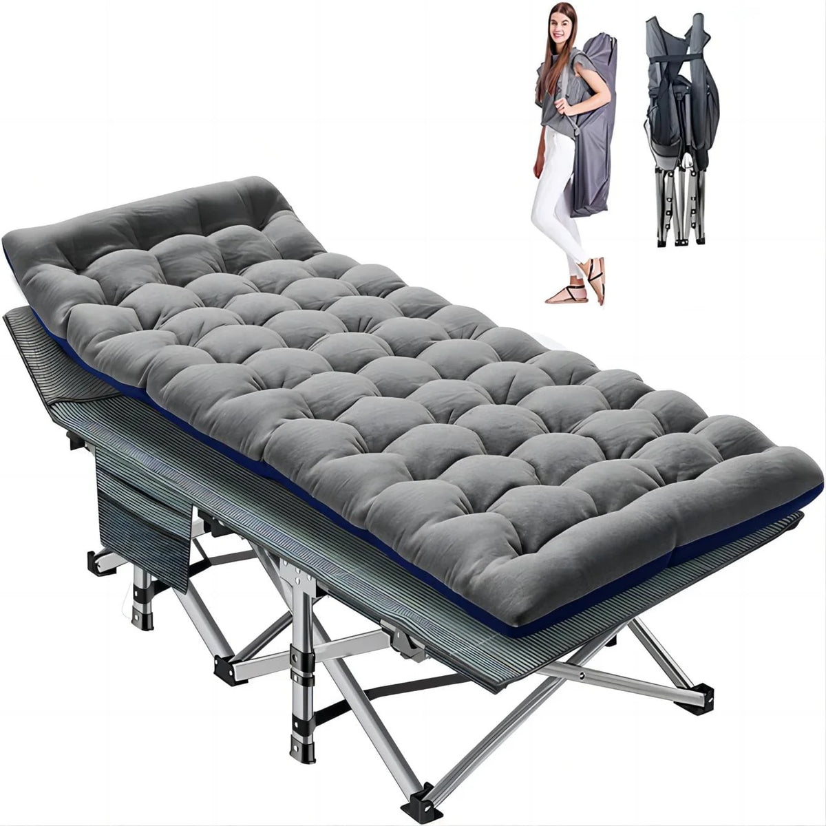 Folding Camping Cot with Mattress and Carry Bag K51563