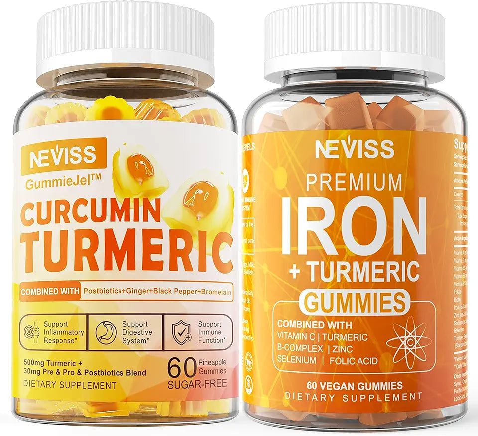 Sugar Free Iron Turmeric Gummies with Pre, Pro & Postbiotic Blend T320