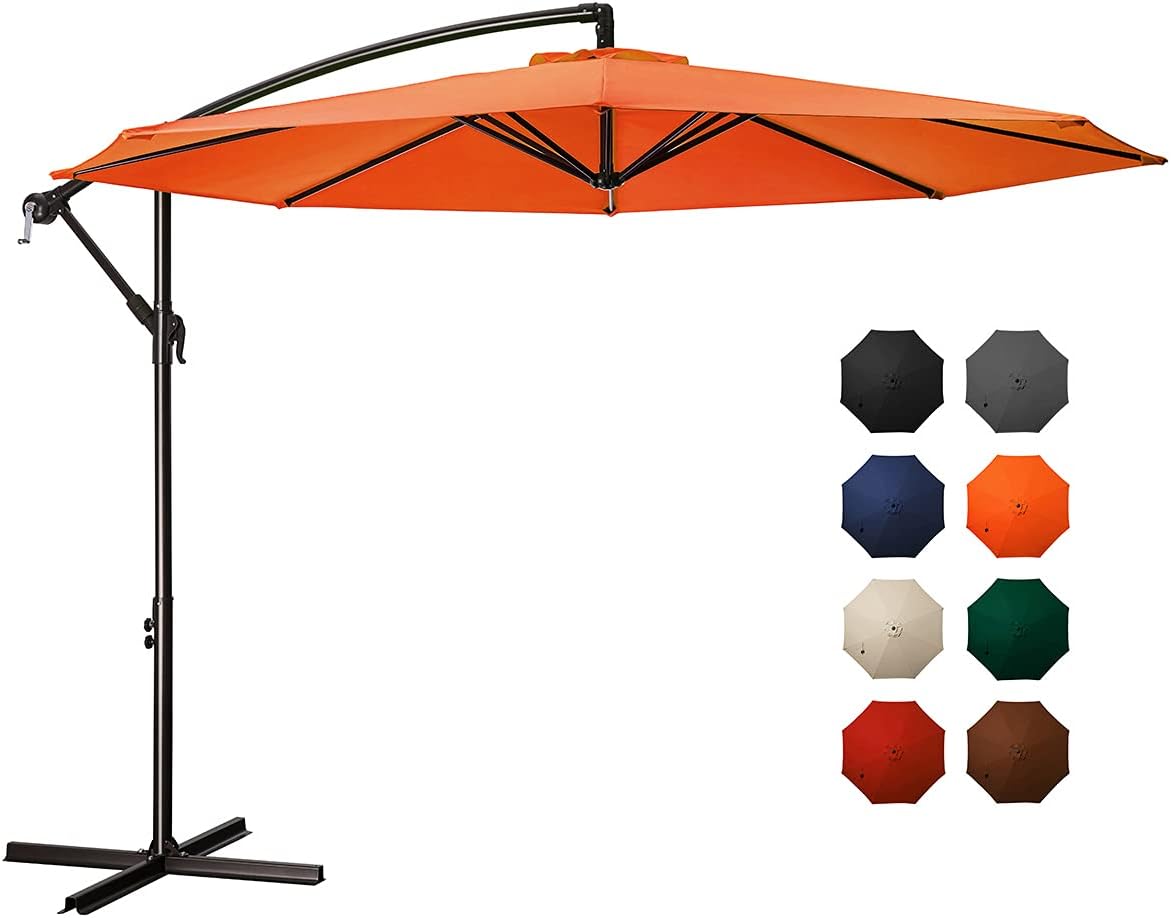10ft Offset Cantilever Patio Umbrella with Cross Base Z268860