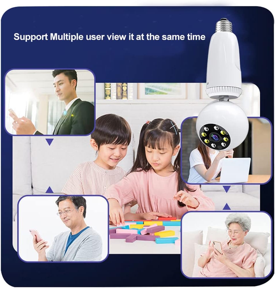 2MP 1080P Wireless PTZ Security Camera with E27 Bulb Connector D218