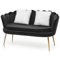 Black Tufted Velvet Loveseat with Pillows V7388