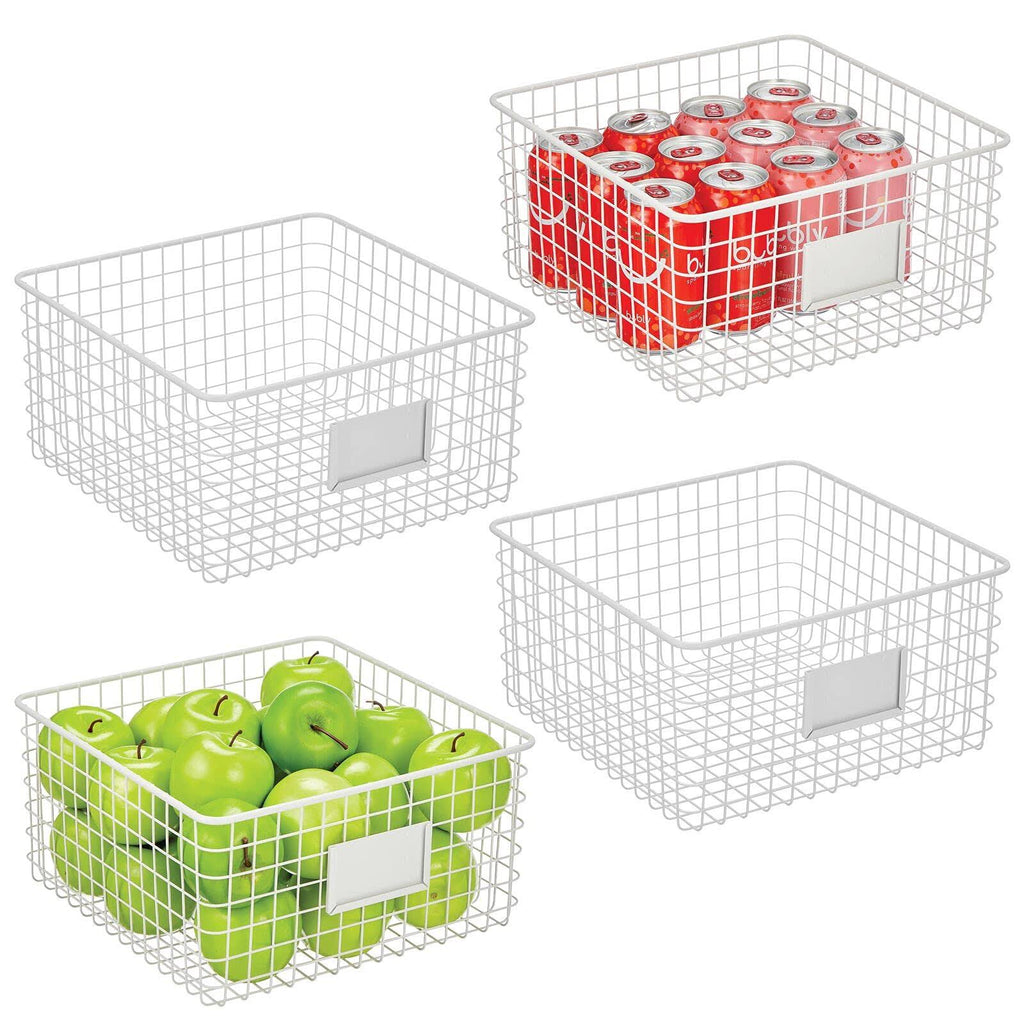 Metal Wire Food Organizer Storage Baskets with Label Slot Y4499