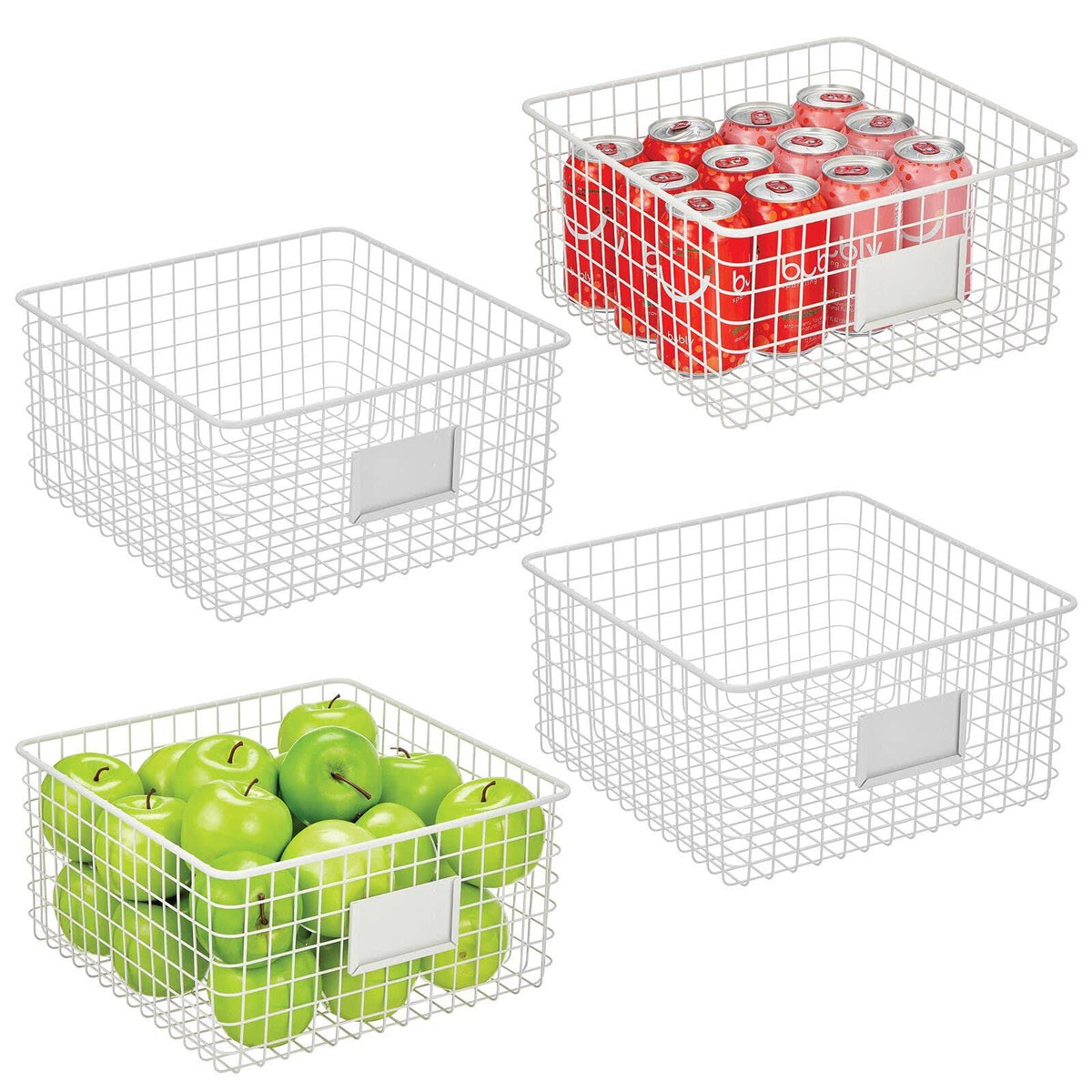 Metal Wire Food Organizer Storage Baskets with Label Slot Y4499
