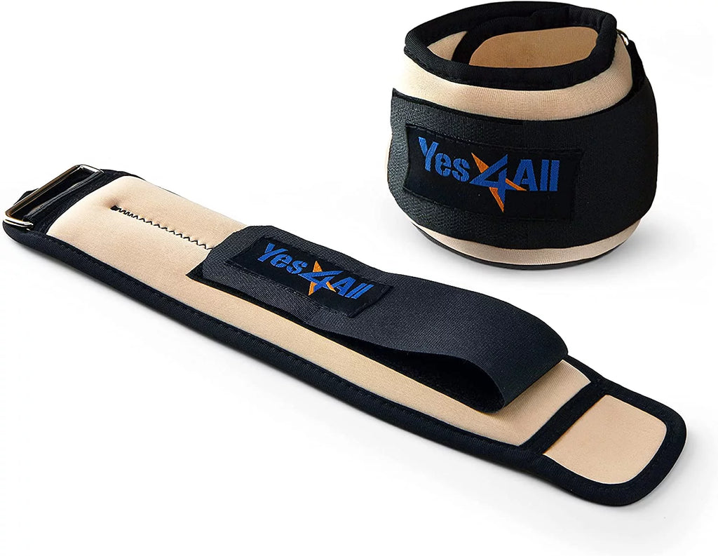 1 lbs Neoprene Ankle Wrist Weight, Beige, Pair S55950