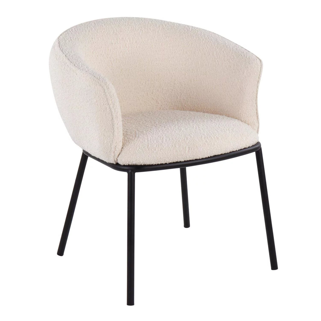 Contemporary Chair in Black Steel and White Sherpa Fabric L134969