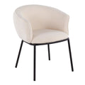 Contemporary Chair in Black Steel and White Sherpa Fabric L134969