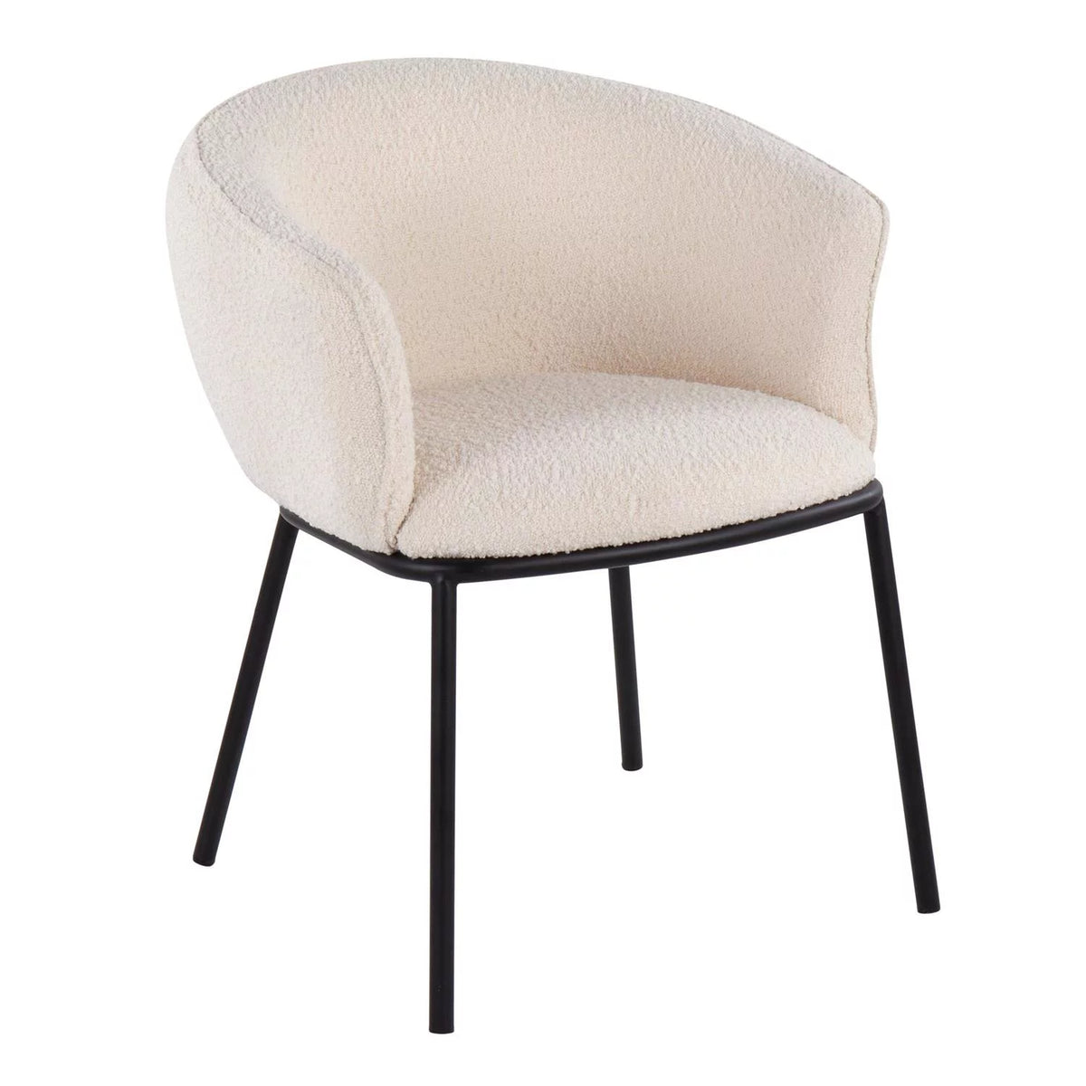 Contemporary Chair in Black Steel and White Sherpa Fabric L134969
