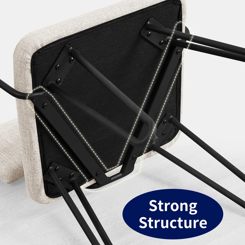 Off-White Set of 6 Dining Chairs with Metal Arms A279
