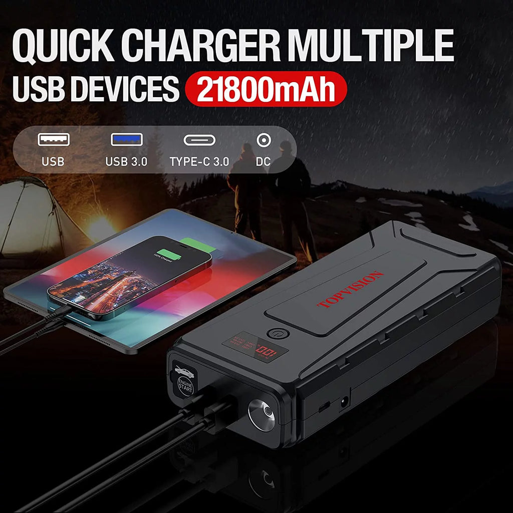 12V Car Jump Starter with Dual USB Quick Charge and DC Output Y912