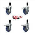 4 inch Blue Polyurethane Expanding Stem Caster Set R53809