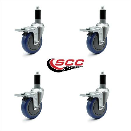 4 inch Blue Polyurethane Expanding Stem Caster Set R53809