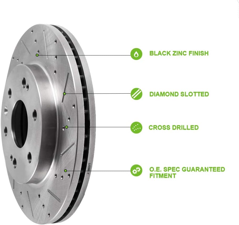 2pcs Front Drilled Slotted Brake Rotors Kit R640753