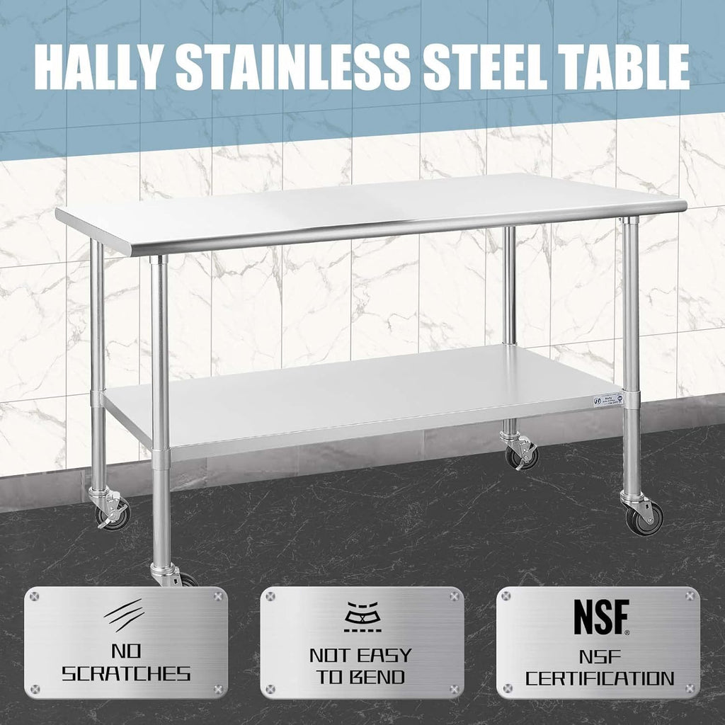 Stainless Steel Table 30 x 60 Inches with Caster Wheels H4661