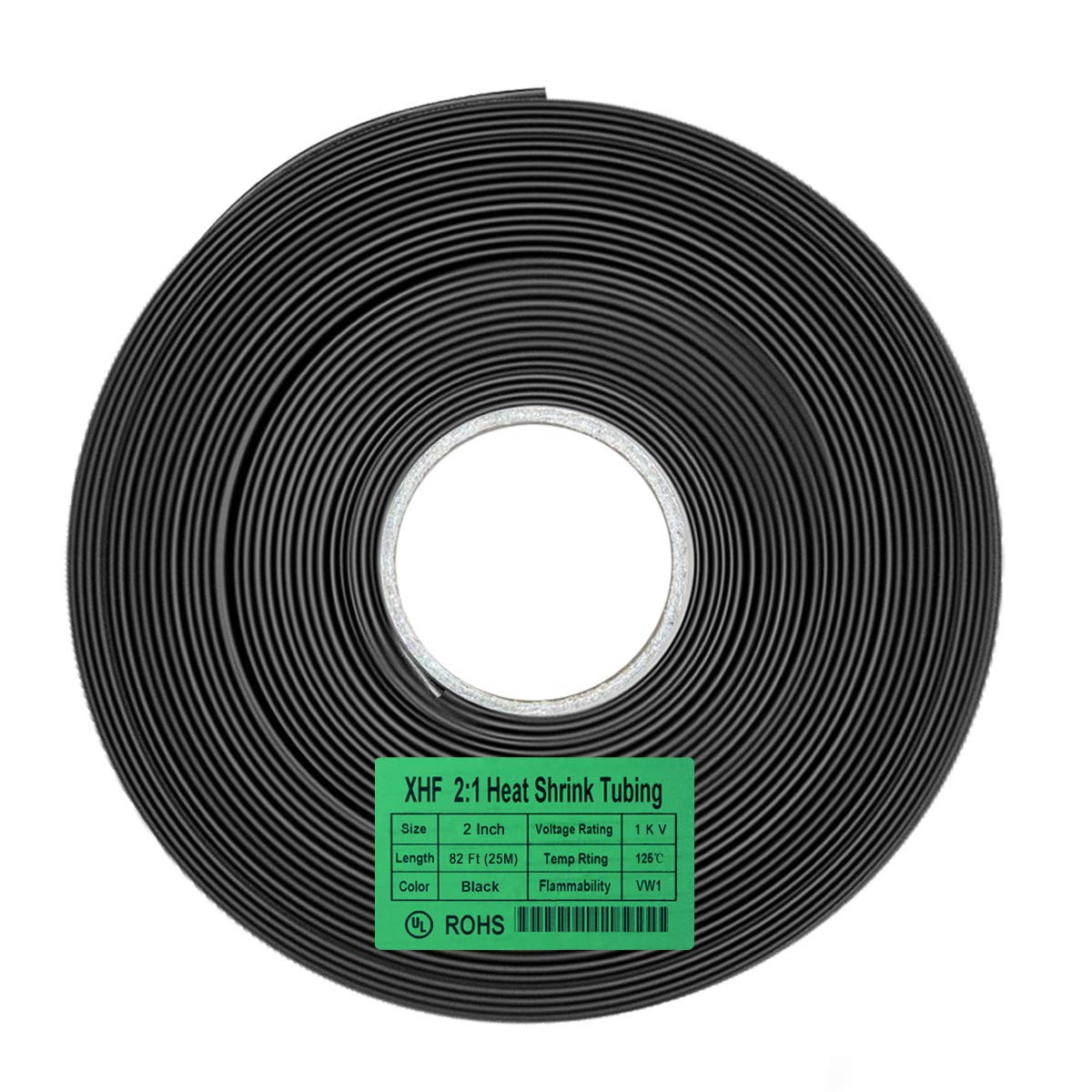 82 FT 1 Heat Shrink Tubing Roll 2:1 Black C490977