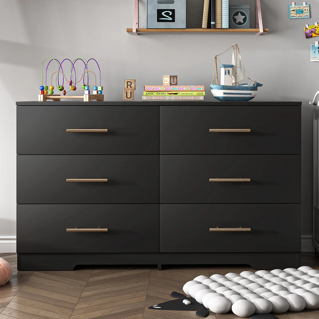 White Wood 6 Drawer Dresser K1741